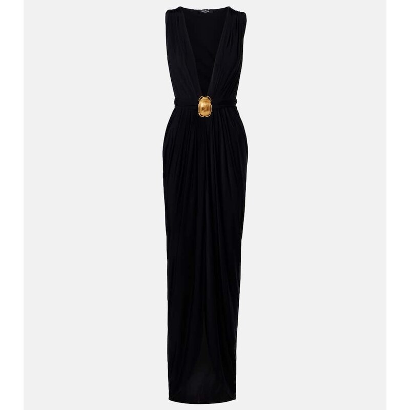 Balmain Embellished jersey maxi dress