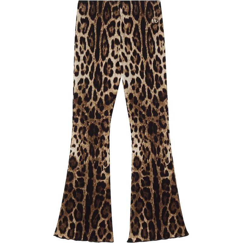 Dolce&Gabbana Kids Leopard-print ribbed-knit cotton flared pants