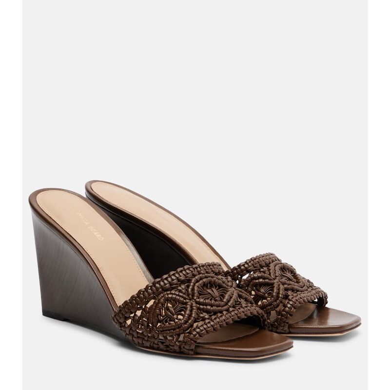 Veronica Beard Ellen macramÃ leather wedge mules