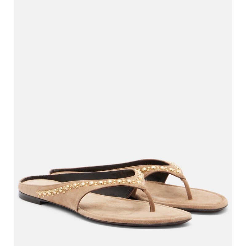 Herbert Levine Sun-kissed embellished suede thong sandals