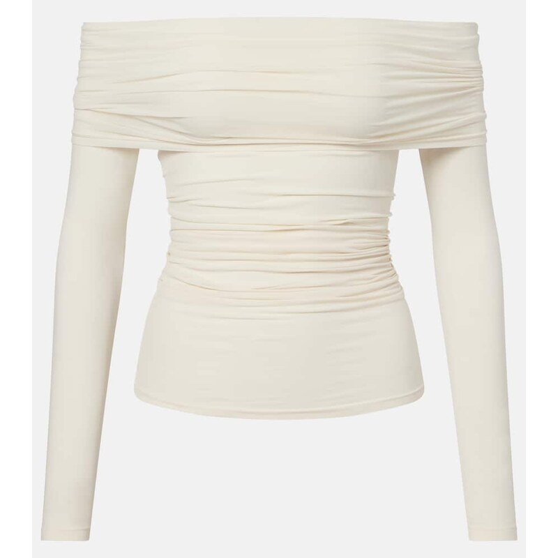 Wolford Draped semi-sheer off-shoulder top