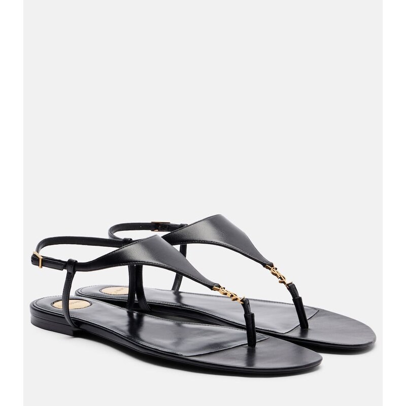 Saint Laurent Cassandre leather thong sandals