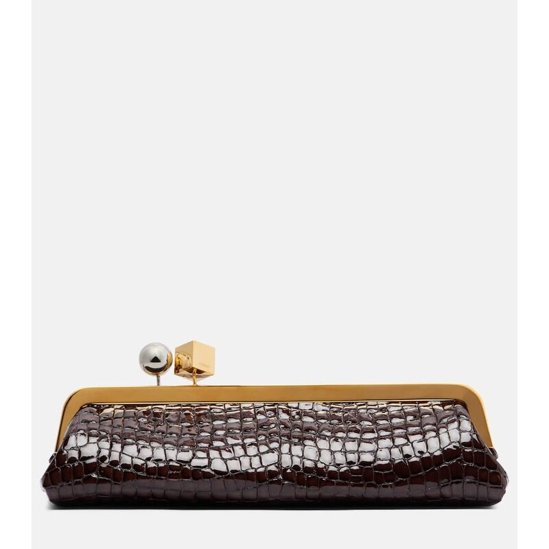Jacquemus Salon croc-effect leather clutch