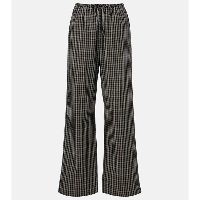Róhe Checked cotton wide-leg pants