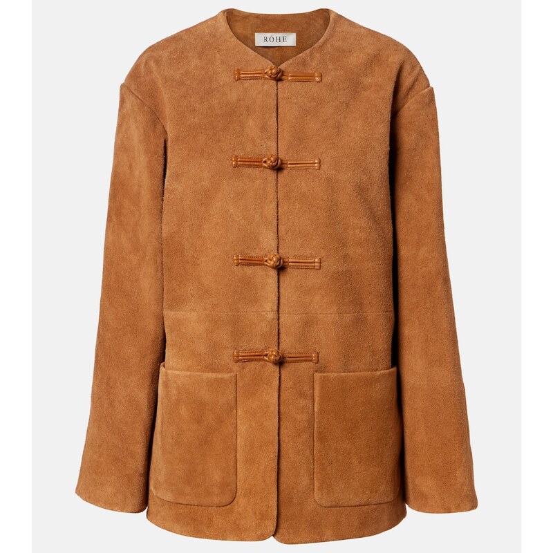 Róhe Leather-trimmed suede jacket