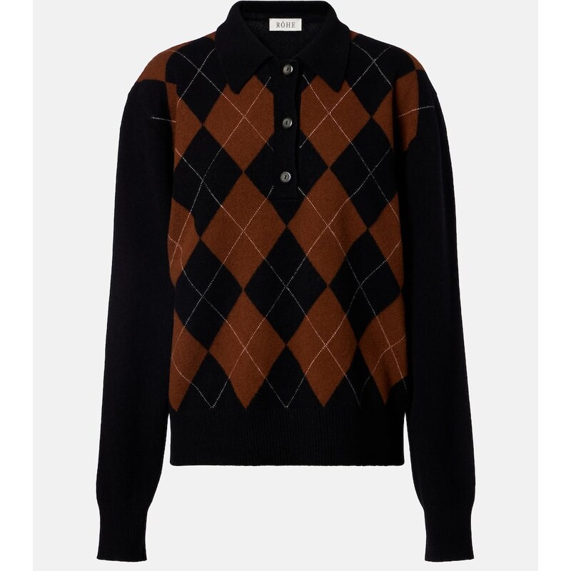 Róhe Argyle wool polo sweater