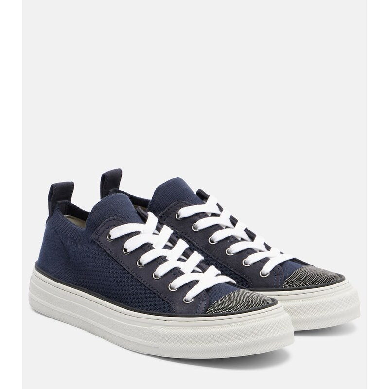 Brunello Cucinelli Monili suede-trimmed sneakers