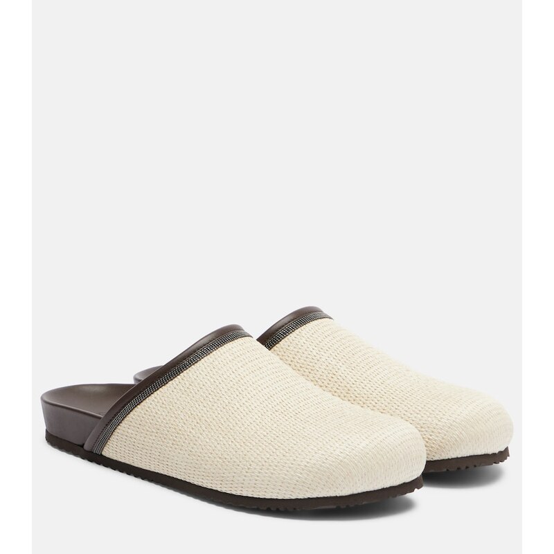 Brunello Cucinelli Monili leather-trimmed mules