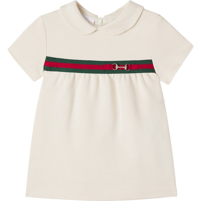 Gucci Kids Baby Horsebit Web Stripe cotton dress