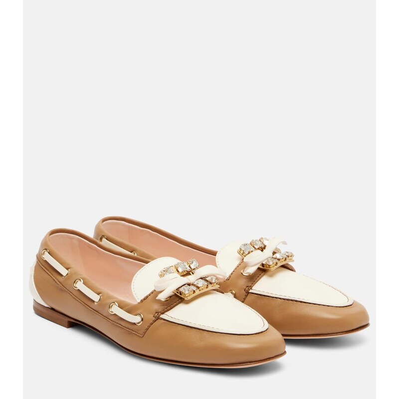Roger Vivier Embellished leather boat shoes