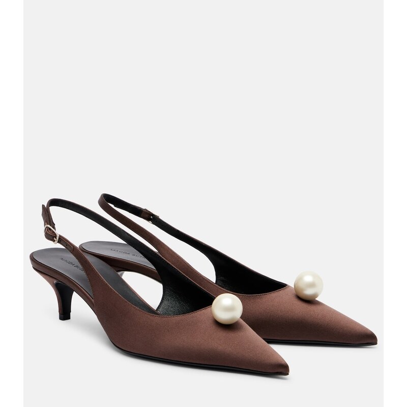 Magda Butrym Embellished satin slingback pumps