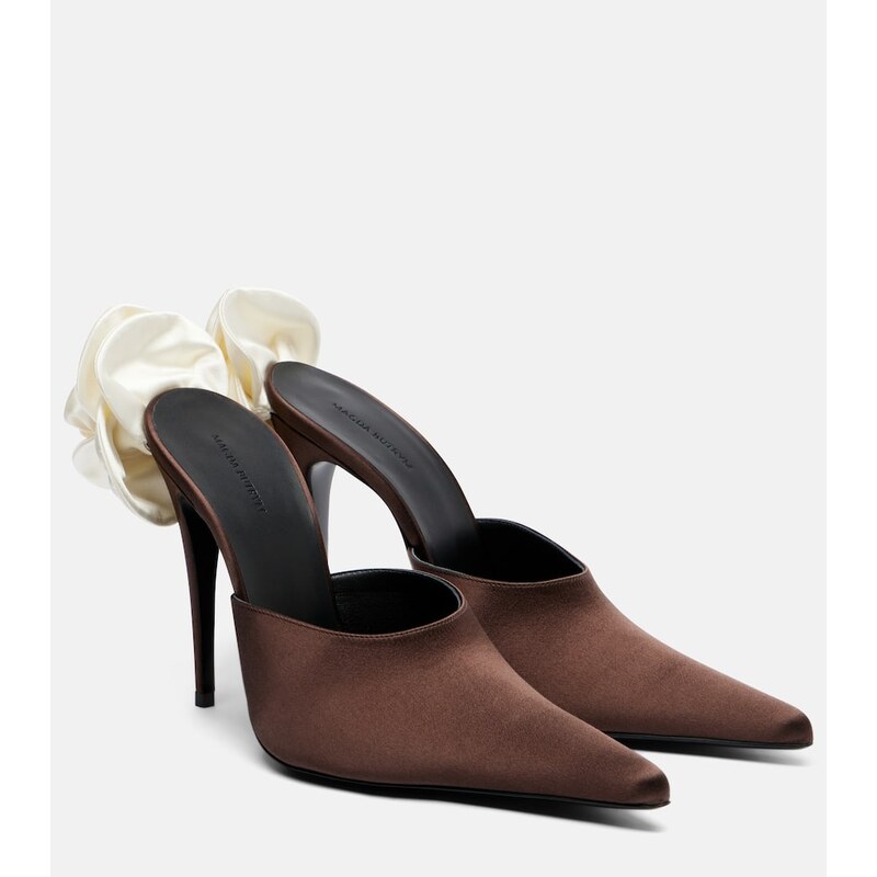 Magda Butrym Floral-appliquÃ satin mules