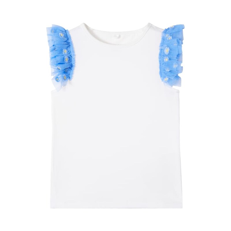 Stella McCartney Kids Tulle-trimmed cotton jersey top