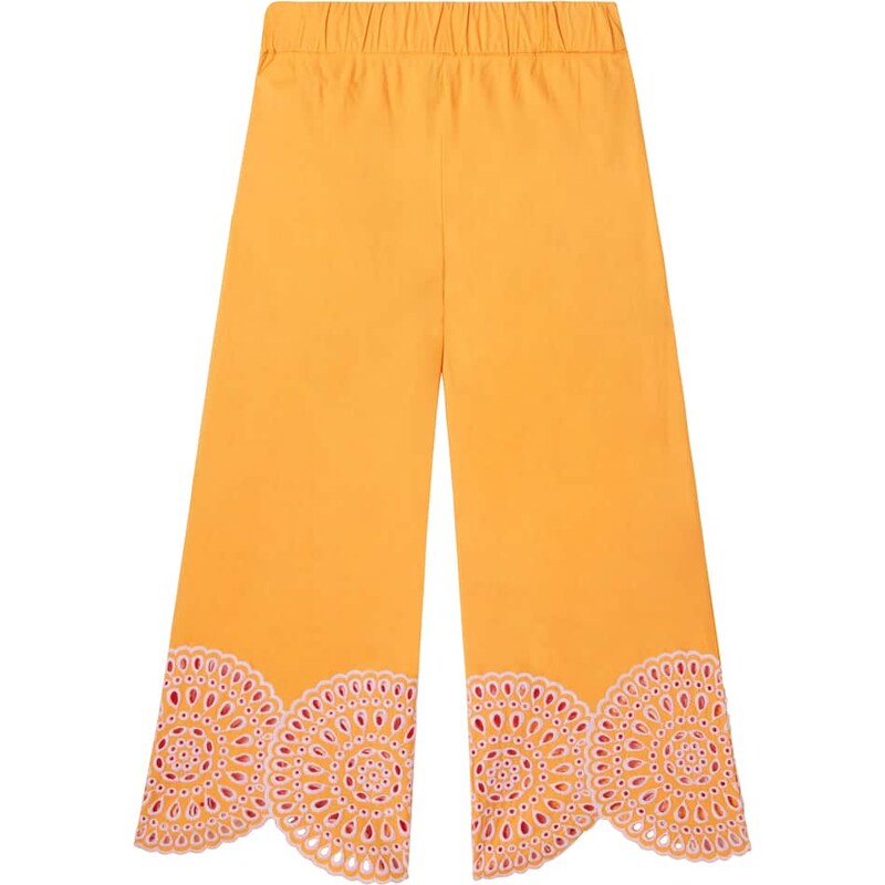 Stella McCartney Kids Embroidered cotton poplin wide-leg pants