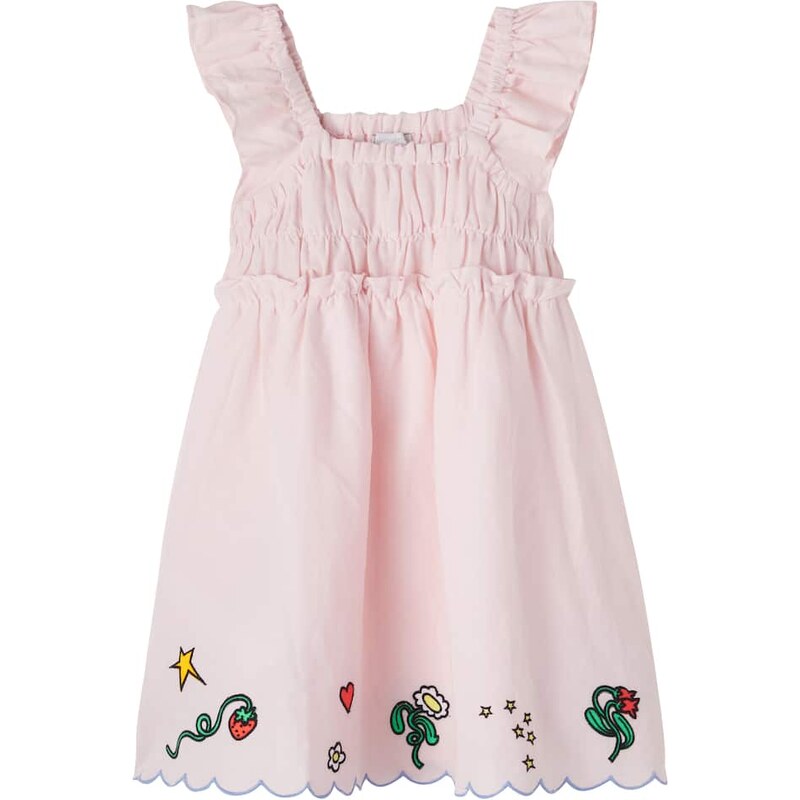 Stella McCartney Kids Embroidered scalloped linen and cotton