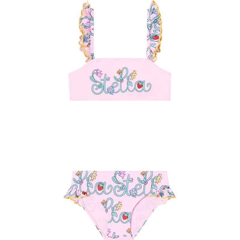Stella McCartney Kids Logo ruffled bikini