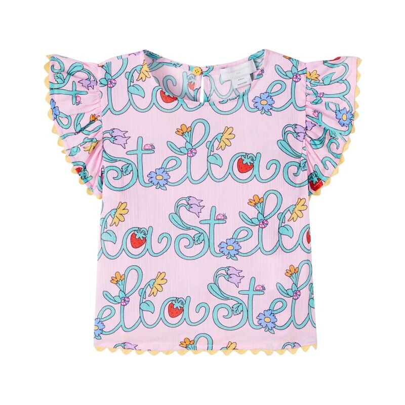 Stella McCartney Kids Logo ruffled cotton top