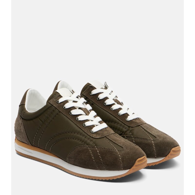 Toteme Suede-trimmed sneakers