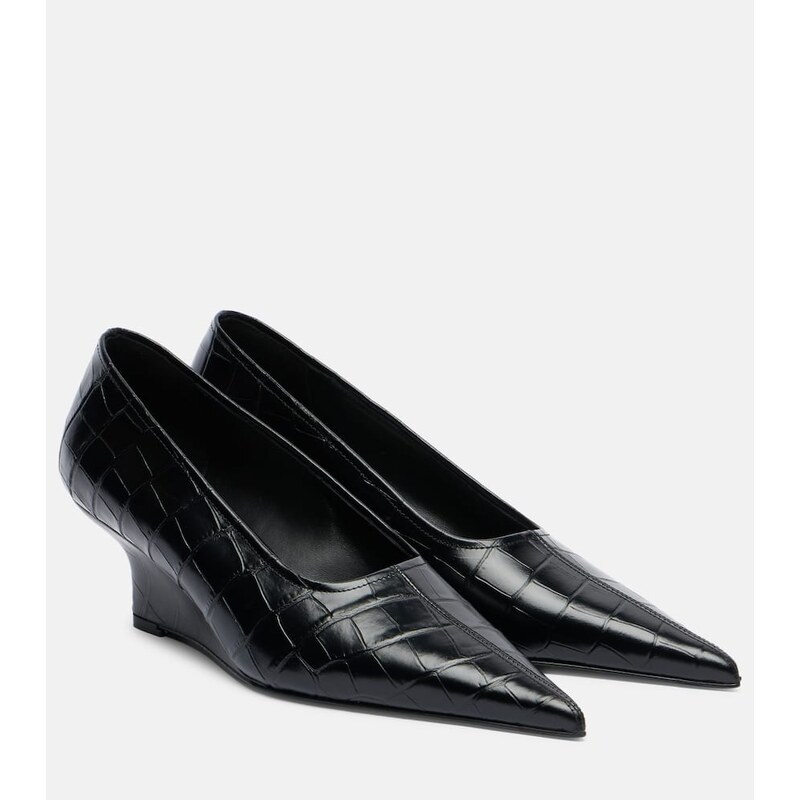 Toteme Croc-effect leather wedges