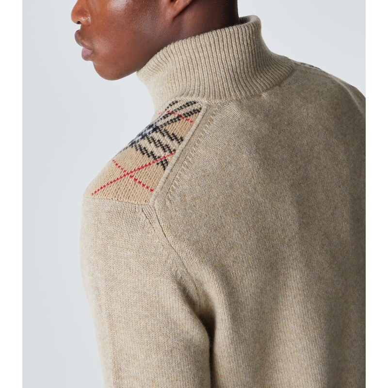 Burberry Burberry Check wool and cashmere half-zip sweater