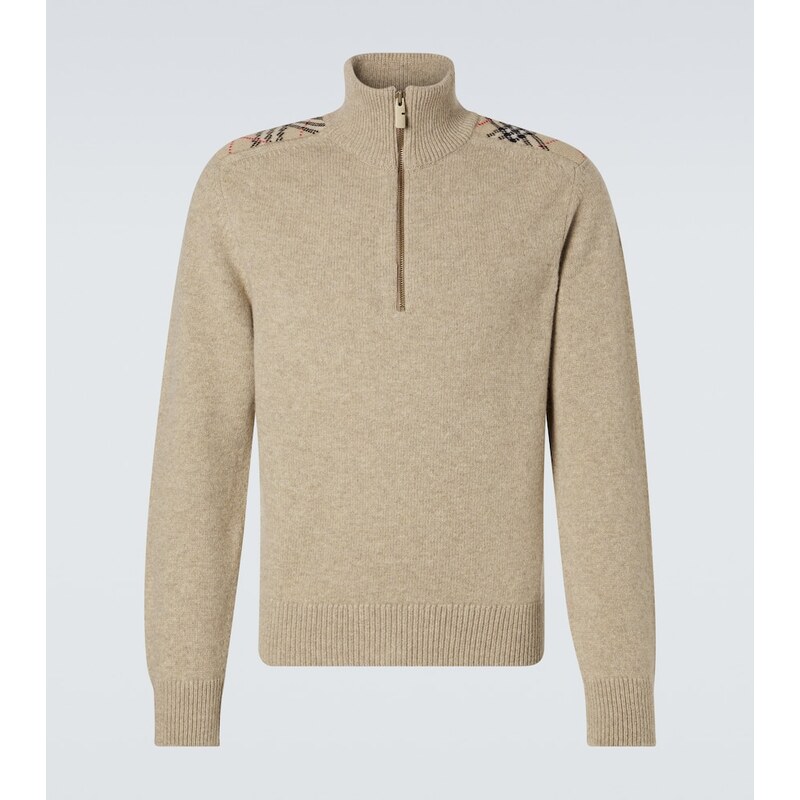 Burberry Burberry Check wool and cashmere half-zip sweater