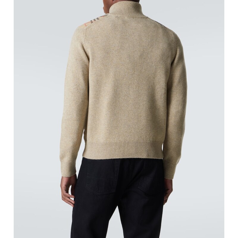 Burberry Burberry Check wool and cashmere half-zip sweater