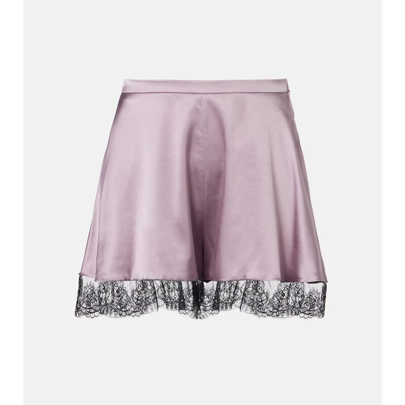 Nina Ricci Lace-trimmed silk-blend satin shorts