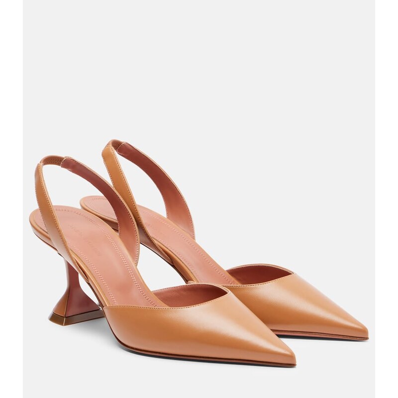 Amina Muaddi Holli 70 leather slingback pumps