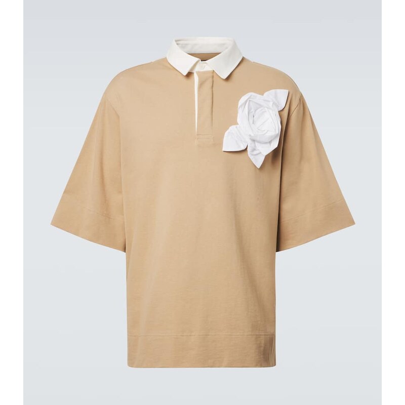 Simone Rocha Floral-appliquÃ cotton jersey polo shirt