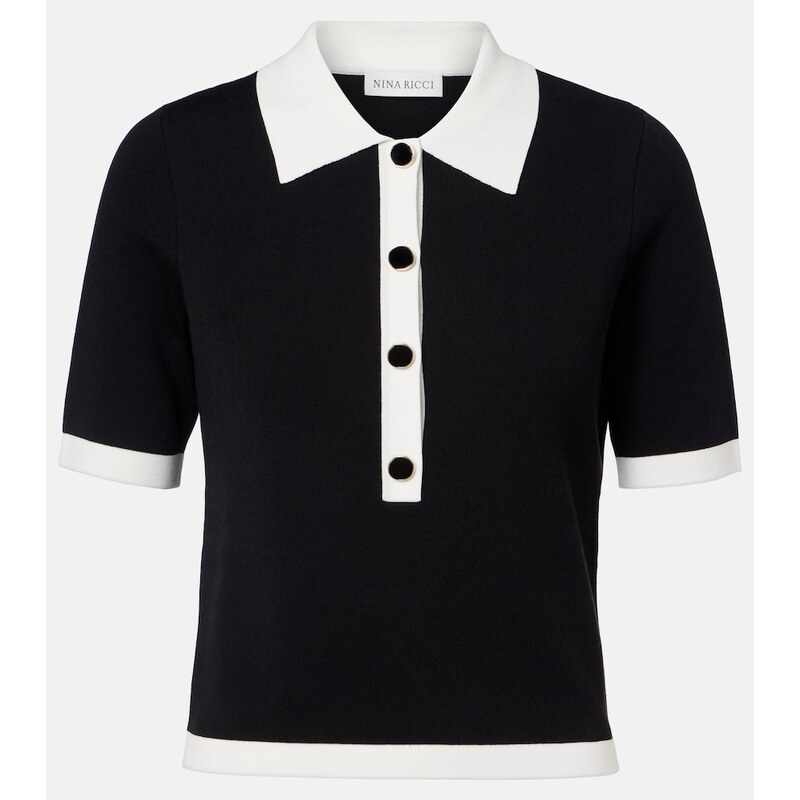 Nina Ricci Ribbed-knit polo shirt