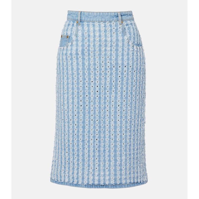 Nina Ricci Striped denim pencil skirt