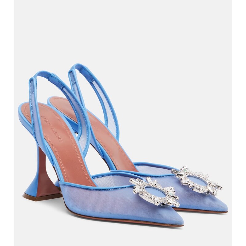 Amina Muaddi Begum embellished mesh slingback pumps
