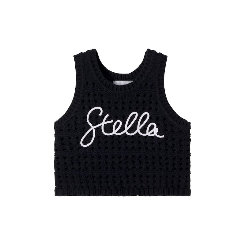 Stella McCartney Kids Embroidered crochet cotton tank top