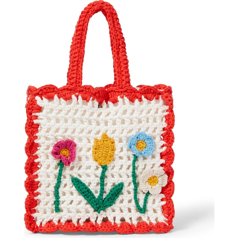 Stella McCartney Kids Floral-appliquÃ crochet tote bag