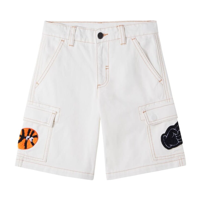 Stella McCartney Kids Patch-appliquÃ denim cargo shorts