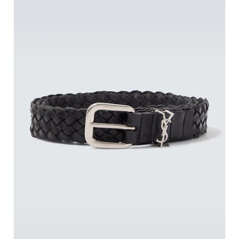 Saint Laurent Cassandre woven leather belt