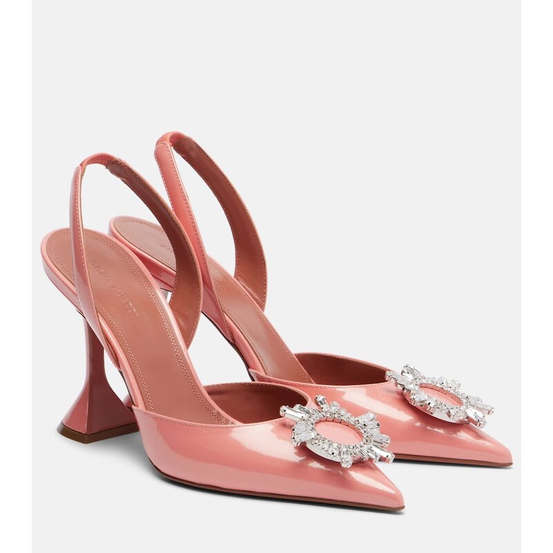 Amina Muaddi Begum 95 patent leather slingback pumps
