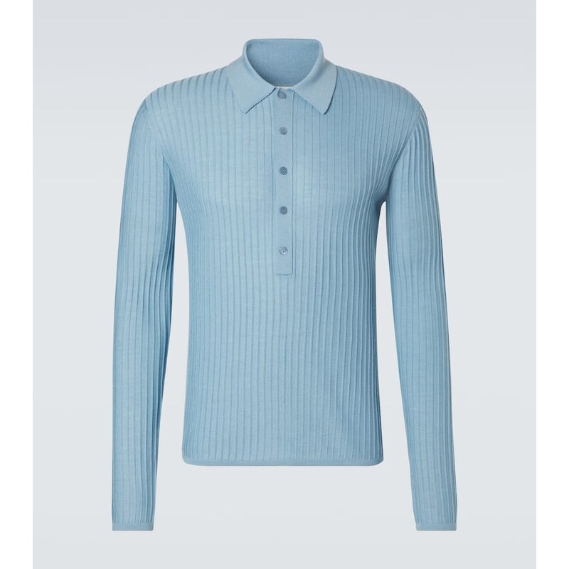 Saint Laurent Wool, cashmere, and silk polo shirt