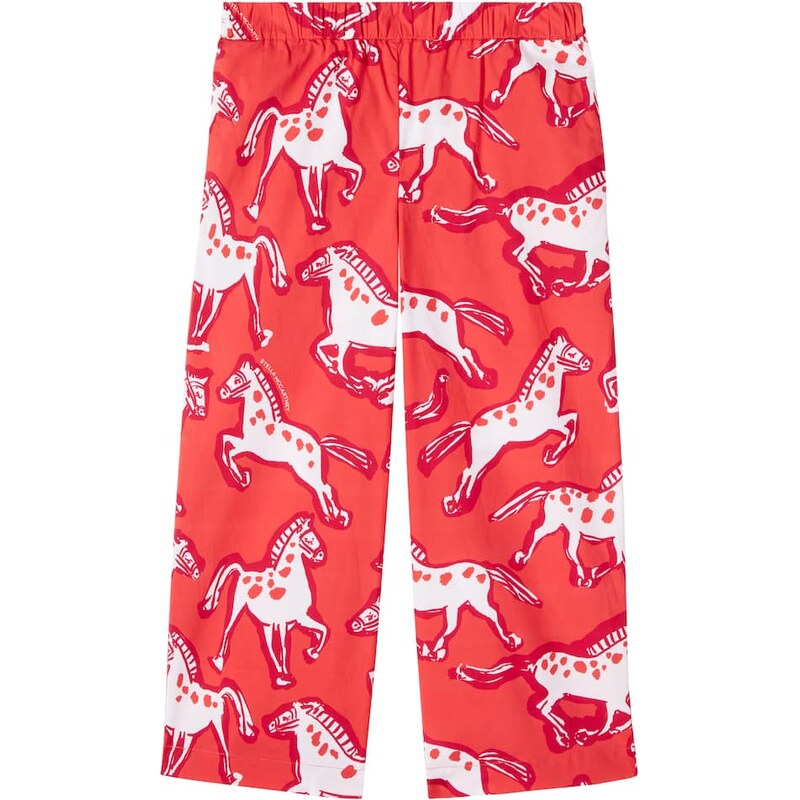 Stella McCartney Kids Horse printed cotton poplin pants