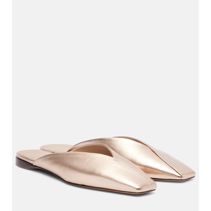 Max Mara Metallic leather mules