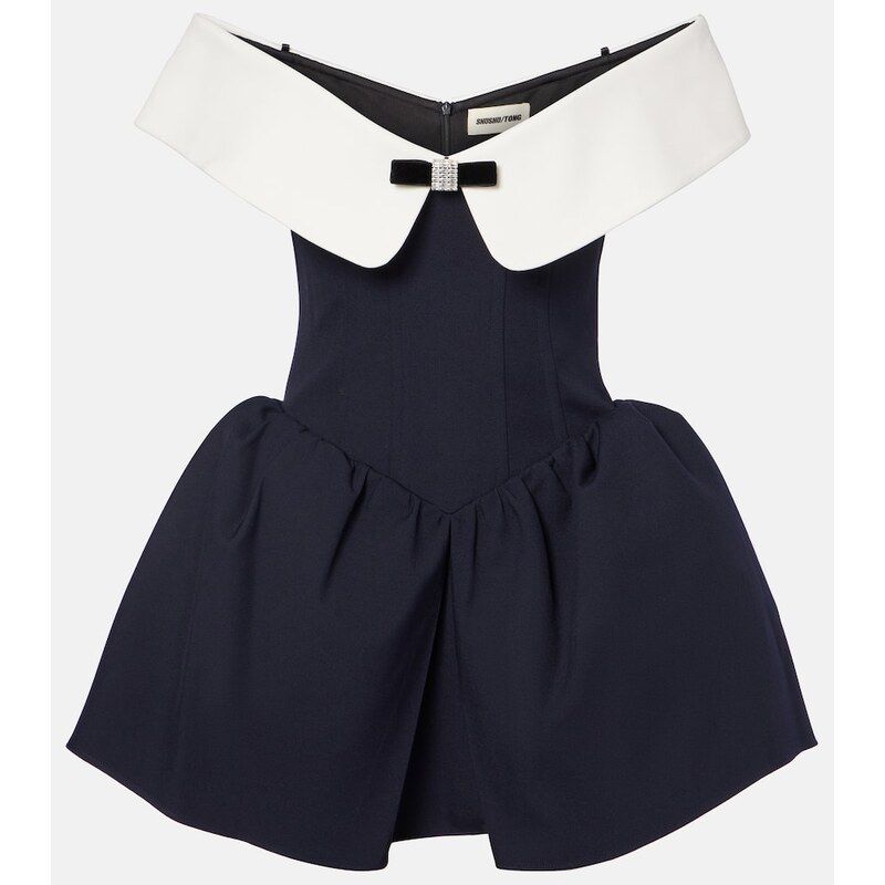 Shushu/Tong Off-shoulder wool and silk minidress
