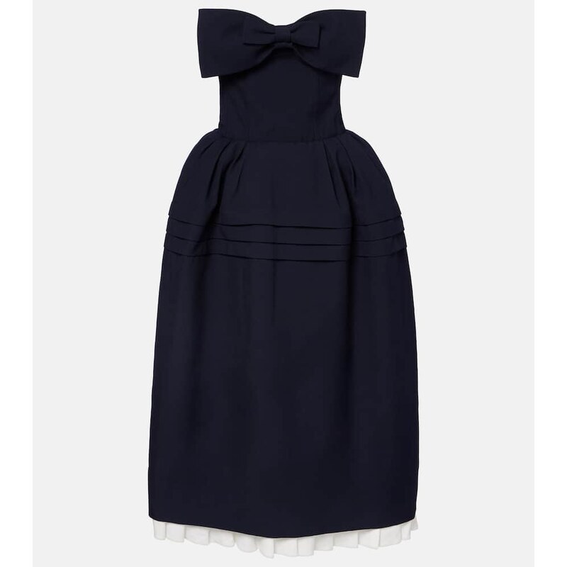 Shushu/Tong Bow-detail wool and silk midi dress