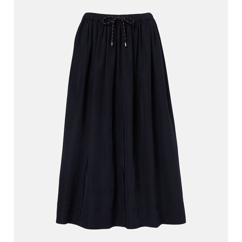 Veronica Beard Bates gathered taffeta midi skirt