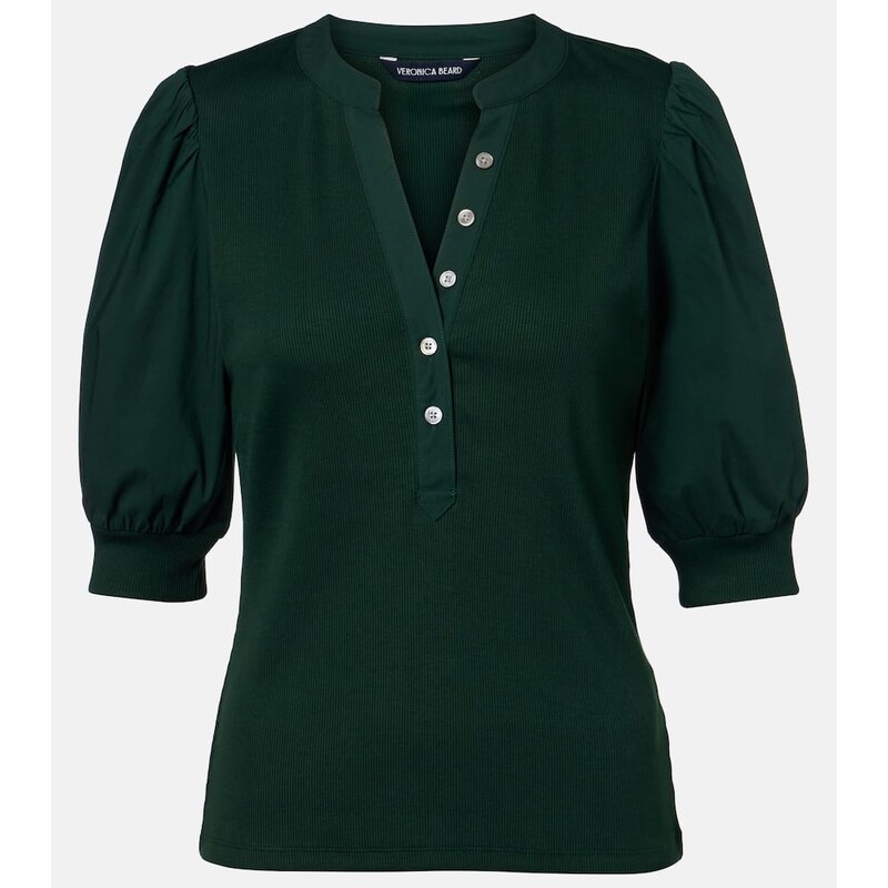 Veronica Beard Coralee knitted cotton-blend top