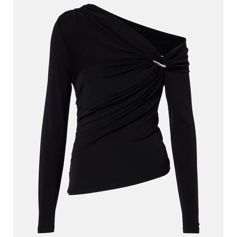 Veronica Beard Lozea asymmetric ruched jersey top