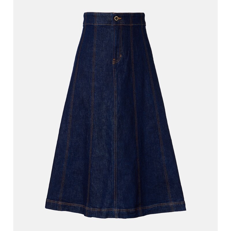Veronica Beard Alix denim midi skirt