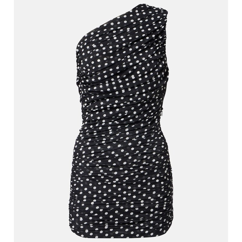 Patou Polka-dot one-shoulder minidress