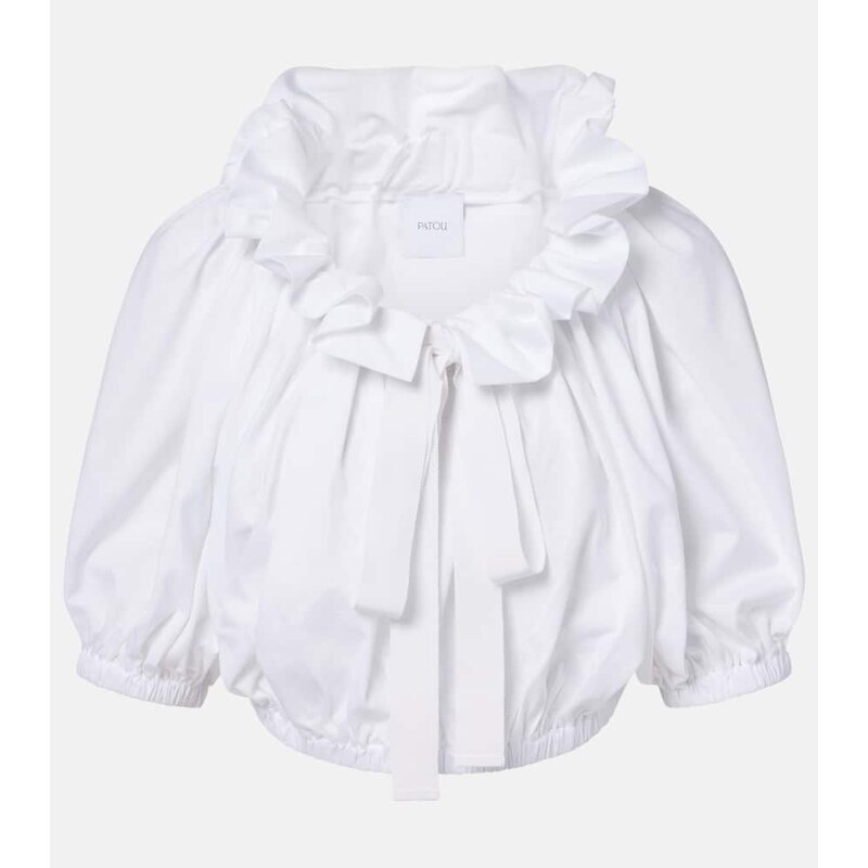 Patou Ruffled cropped cotton top