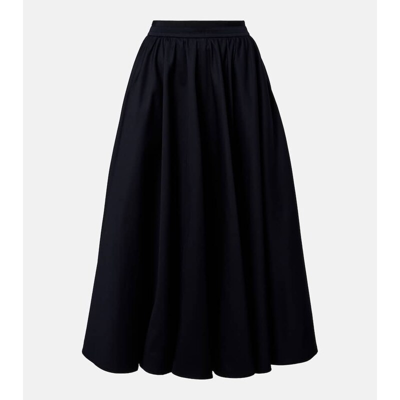 Patou Pleated cotton midi skirt