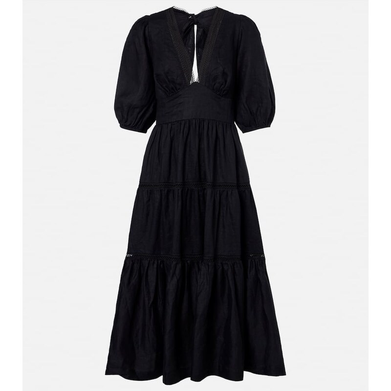 Heidi Klein Meteora lace-trimmed linen midi dress